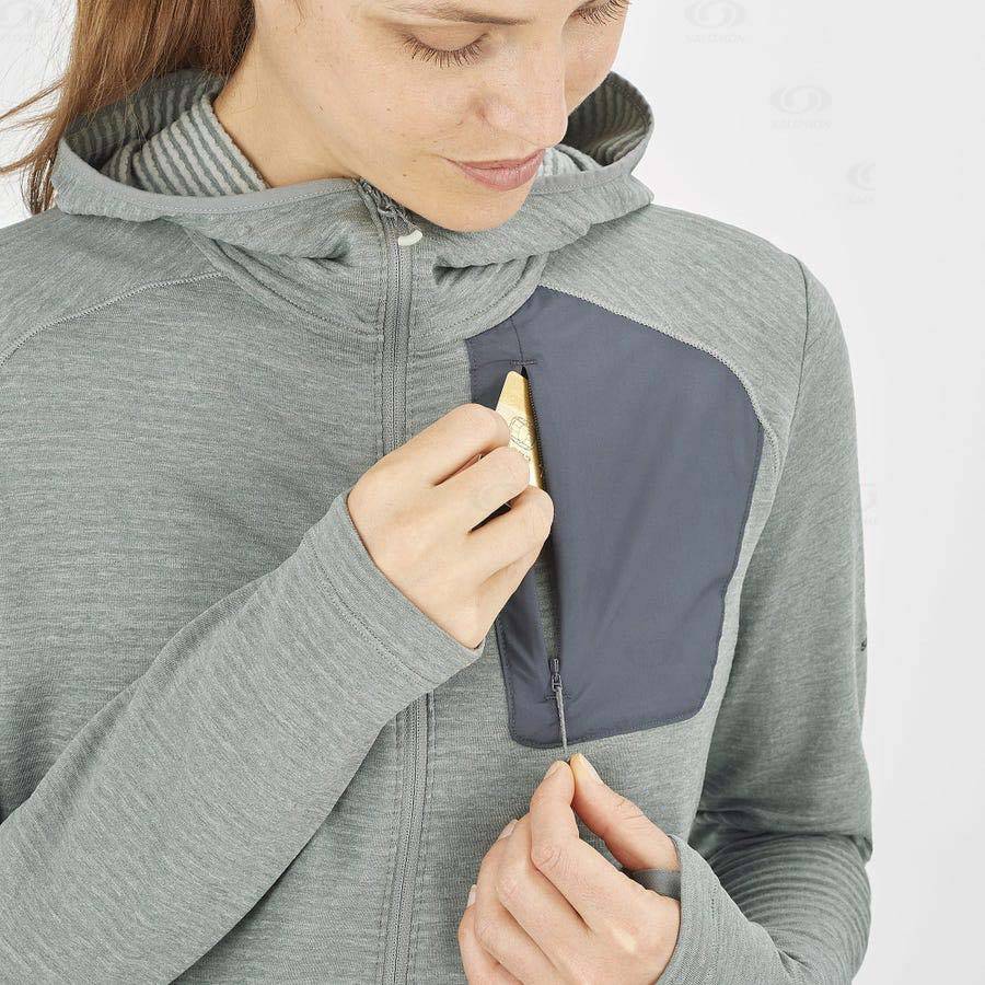 Dámské Mikiny S Kapucí Salomon ESSENTIAL LIGHTWARM HOODED Zelene | CZ-W1090