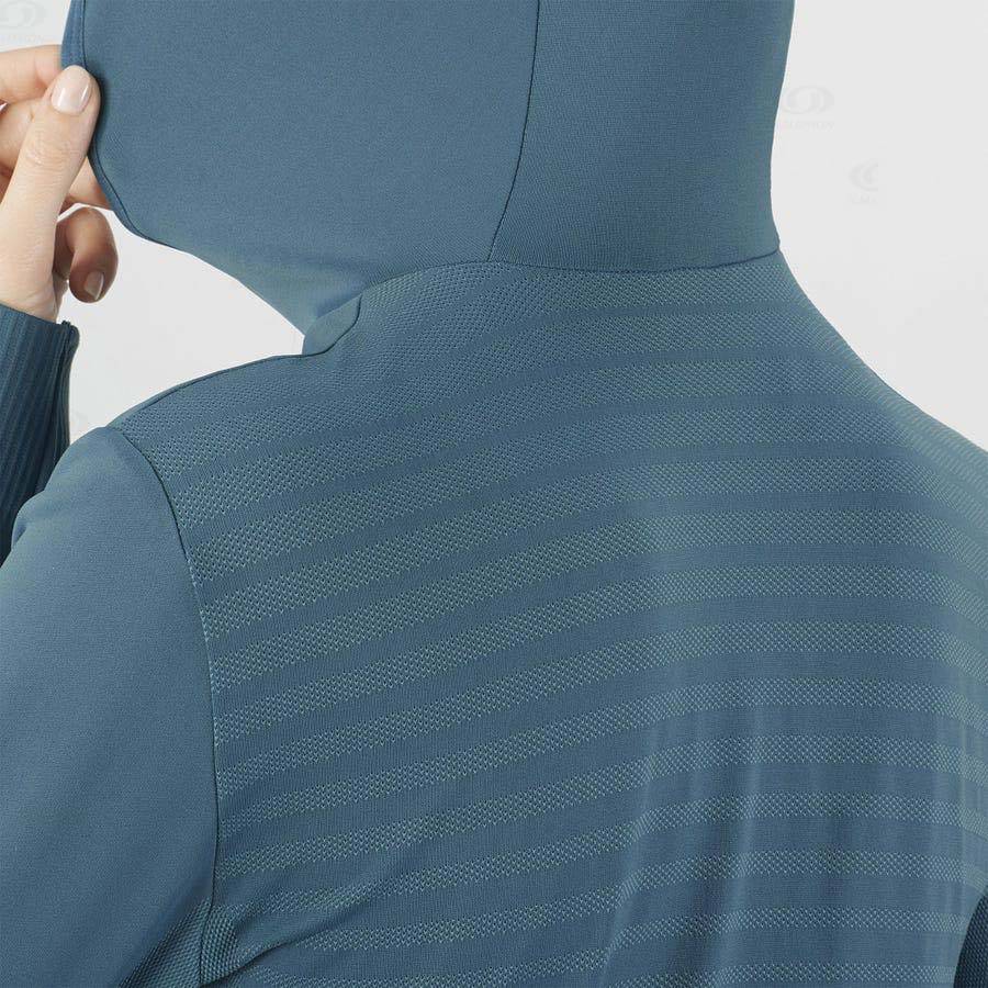 Dámské Mikiny S Kapucí Salomon ESSENTIAL SEAMLESS Tmavě Blankyt | CZ-W1300