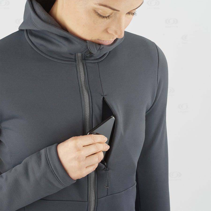 Dámské Mikiny S Kapucí Salomon ESSENTIAL XWARM Černé | CZ-wS1394