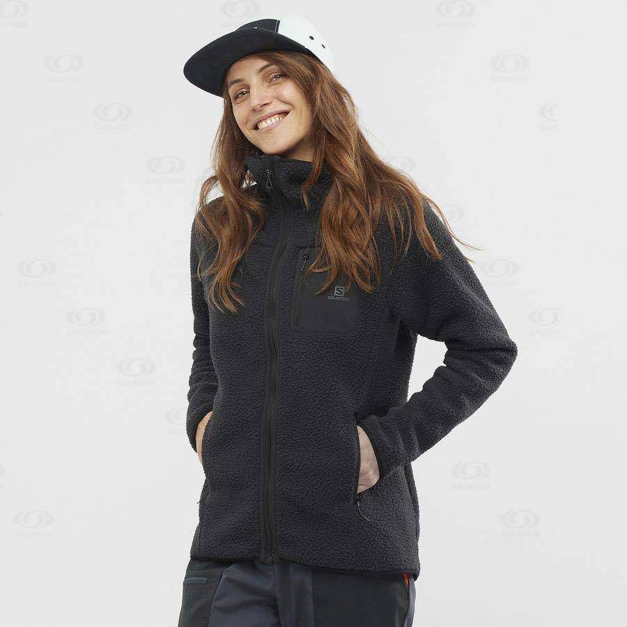 Dámské Mikiny S Kapucí Salomon OUTLINE WARM TEDDY Černé | CZ-A2459