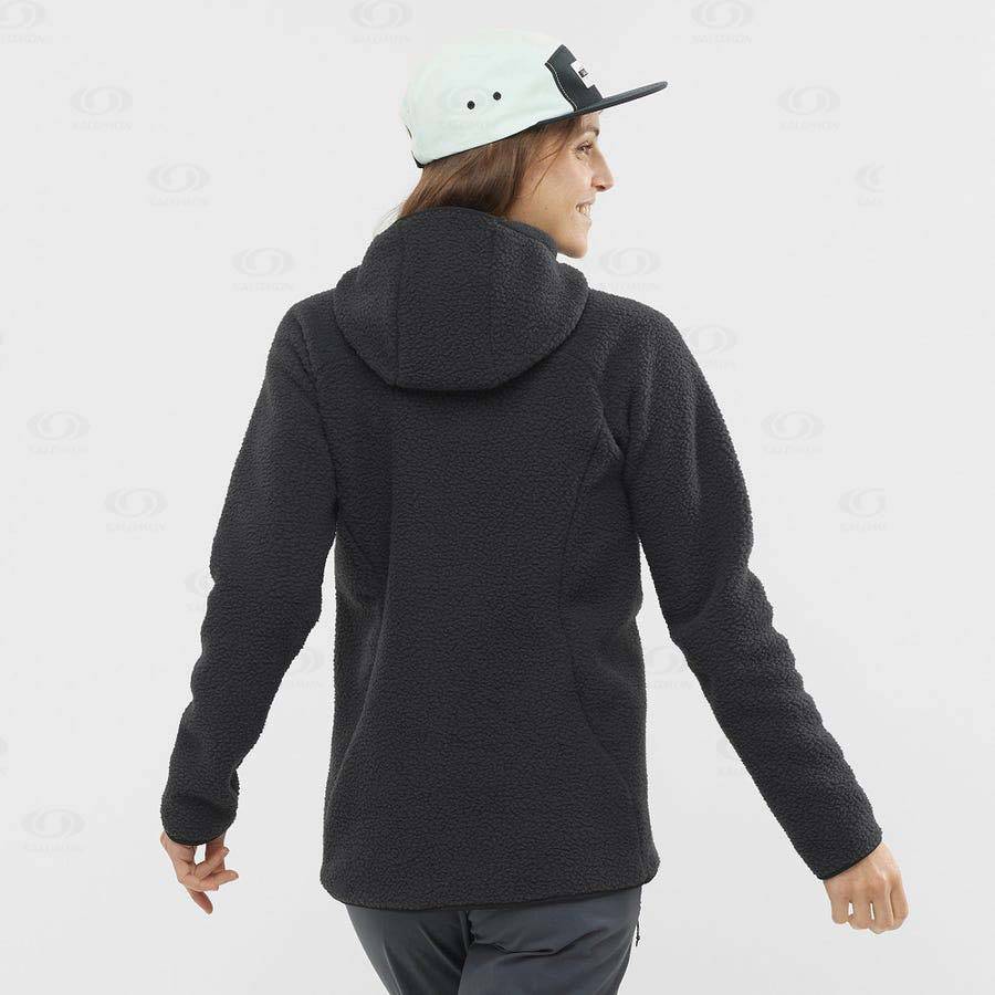 Dámské Mikiny S Kapucí Salomon OUTLINE WARM TEDDY Černé | CZ-A2459