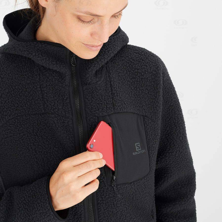 Dámské Mikiny S Kapucí Salomon OUTLINE WARM TEDDY Černé | CZ-A2459