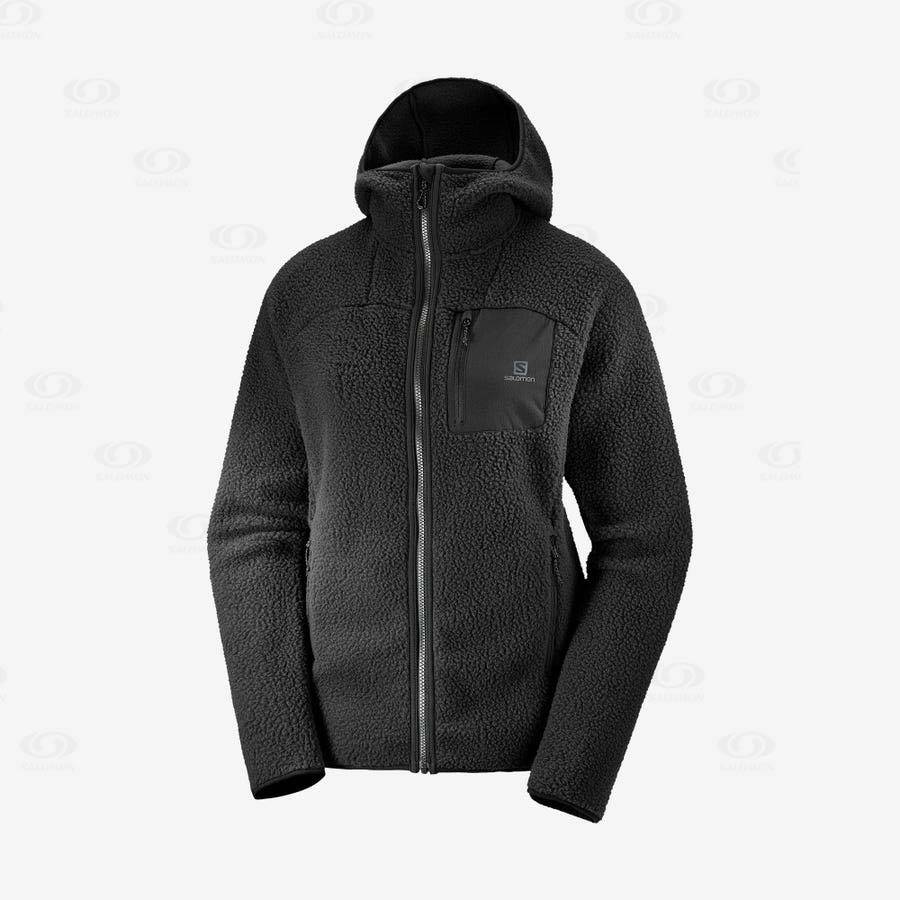 Dámské Mikiny S Kapucí Salomon OUTLINE WARM TEDDY Černé | CZ-A2459