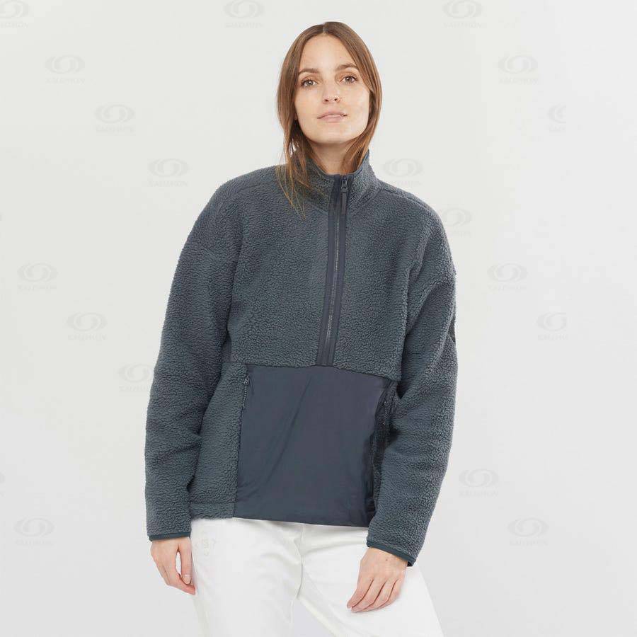 Dámské Mikiny S Kapucí Salomon SNOWSHELTER TEDDY Černé | CZ-M1860