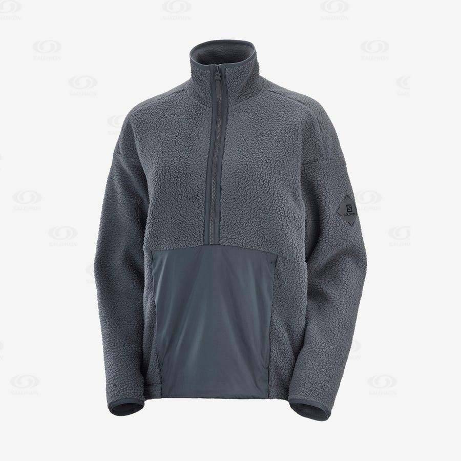 Dámské Mikiny S Kapucí Salomon SNOWSHELTER TEDDY Černé | CZ-M1860