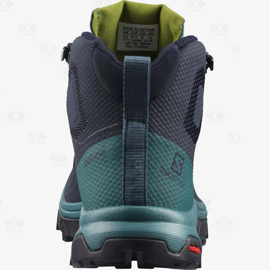Dámské Nepromokavé Boty Salomon OUTLINE MID GORE-TEX Černé Zelene | CZ-N1827