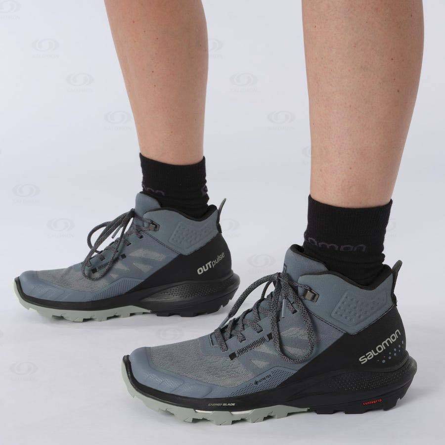 Dámské Nepromokavé Boty Salomon OUTPULSE MID GORE-TEX Stříbrné | CZ-N1708