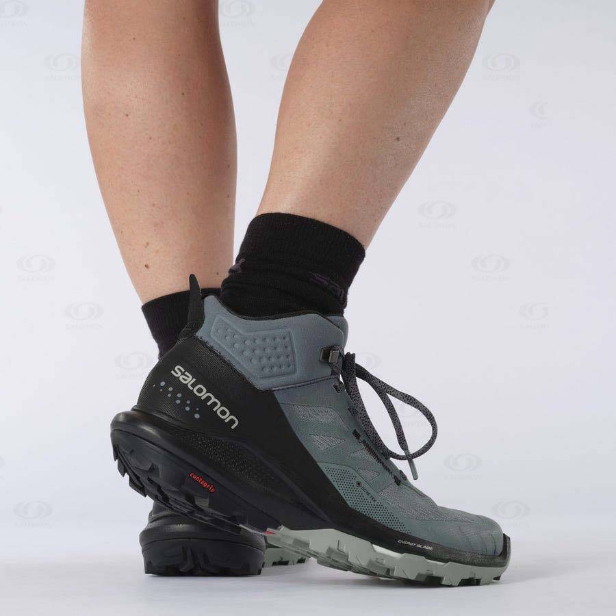 Dámské Nepromokavé Boty Salomon OUTPULSE MID GORE-TEX Stříbrné | CZ-N1708