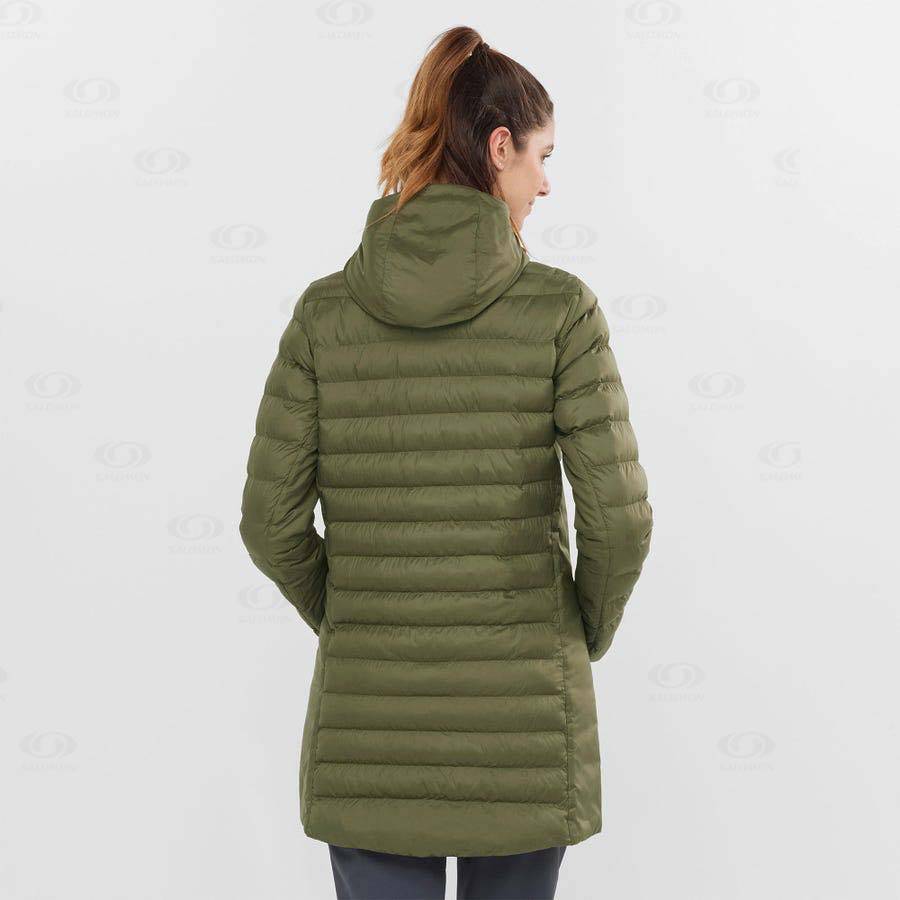 Dámské Softshellová Bunda Salomon Bundy ESSENTIAL XWARM LONG Olivy Zelené | CZ-A2025