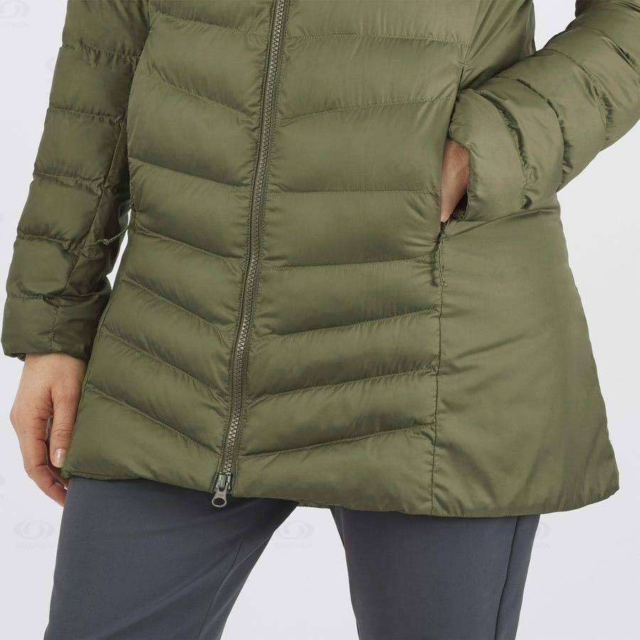 Dámské Softshellová Bunda Salomon Bundy ESSENTIAL XWARM LONG Olivy Zelené | CZ-A2025
