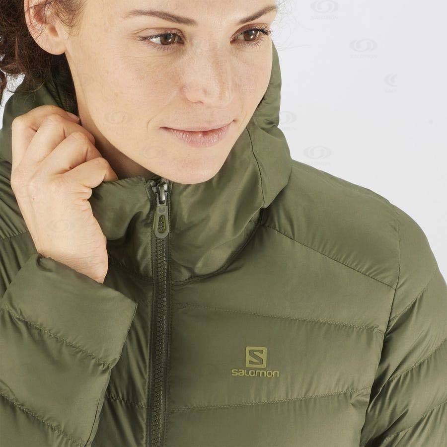 Dámské Softshellová Bunda Salomon Bundy ESSENTIAL XWARM LONG Olivy Zelené | CZ-A2025