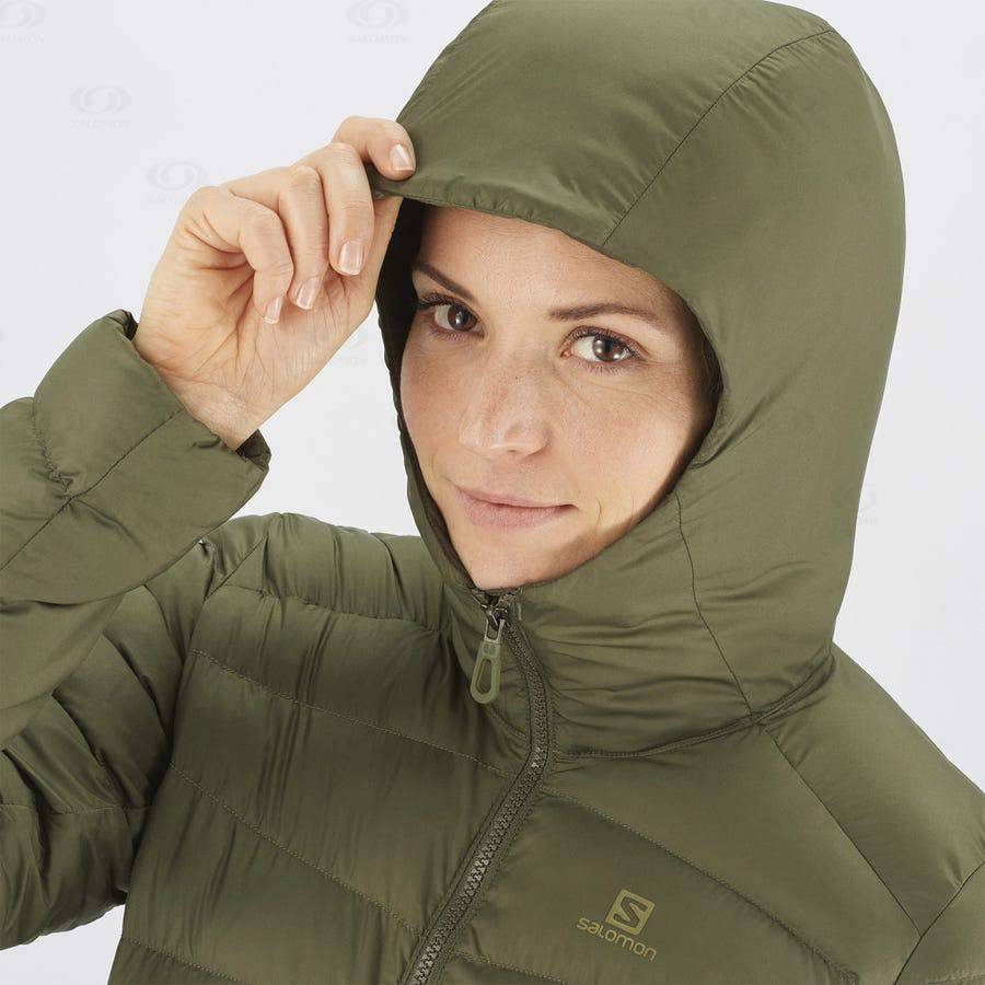 Dámské Softshellová Bunda Salomon Bundy ESSENTIAL XWARM LONG Olivy Zelené | CZ-A2025