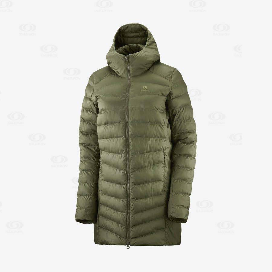 Dámské Softshellová Bunda Salomon Bundy ESSENTIAL XWARM LONG Olivy Zelené | CZ-A2025