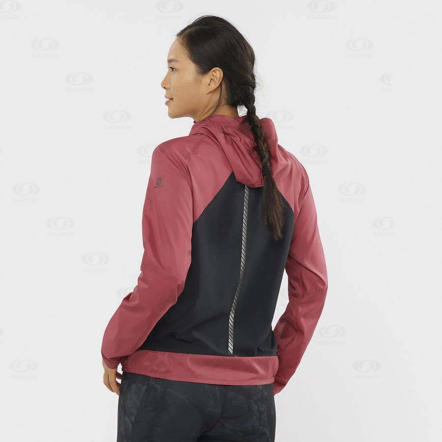 Dámské Softshellová Bunda Salomon Bundy BONATTI CROSS WIND Červené | CZ-A2144