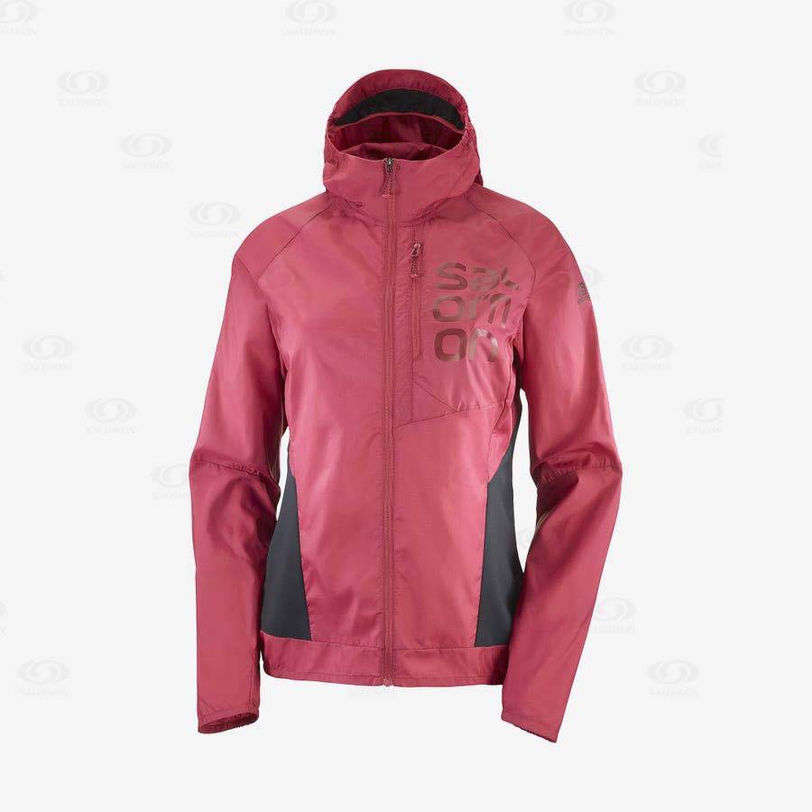 Dámské Softshellová Bunda Salomon Bundy BONATTI CROSS WIND Červené | CZ-A2144
