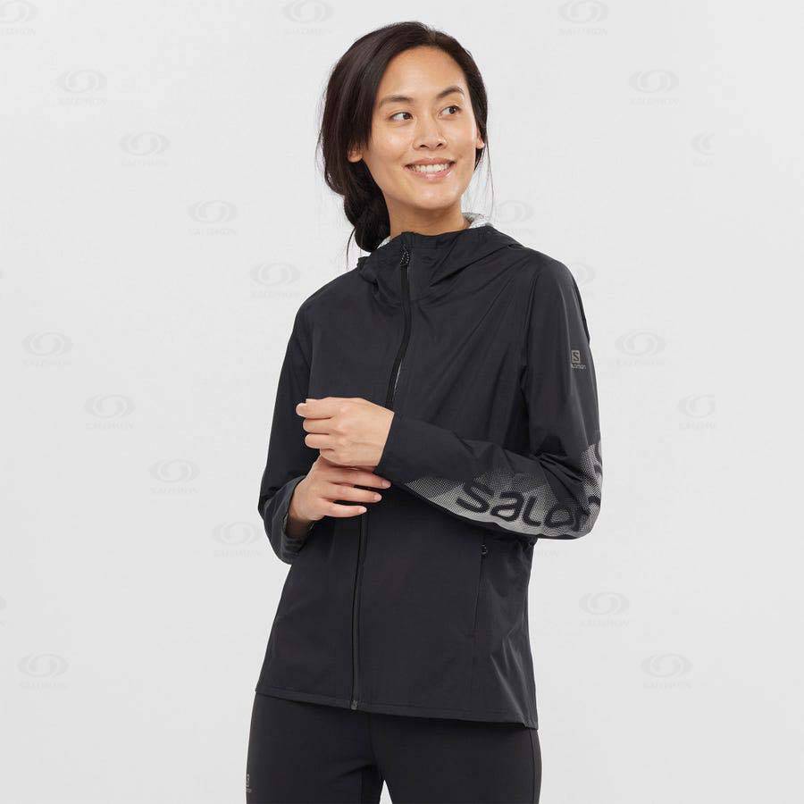 Dámské Softshellová Bunda Salomon Bundy BONATTI WATERPROOF Černé | CZ-A2235