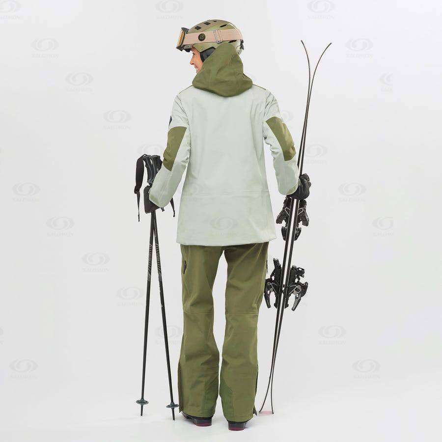 Dámské Softshellová Bunda Salomon Bundy STANCE 3L Olivy Zelené | CZ-L1214