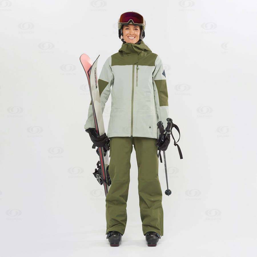 Dámské Softshellová Bunda Salomon Bundy STANCE 3L Olivy Zelené | CZ-L1214