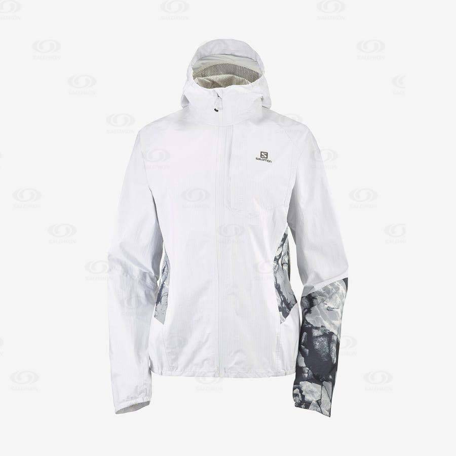 Dámské Softshellová Bunda Salomon Bundy BONATTI WATERPROOF Bílé | CZ-M2385