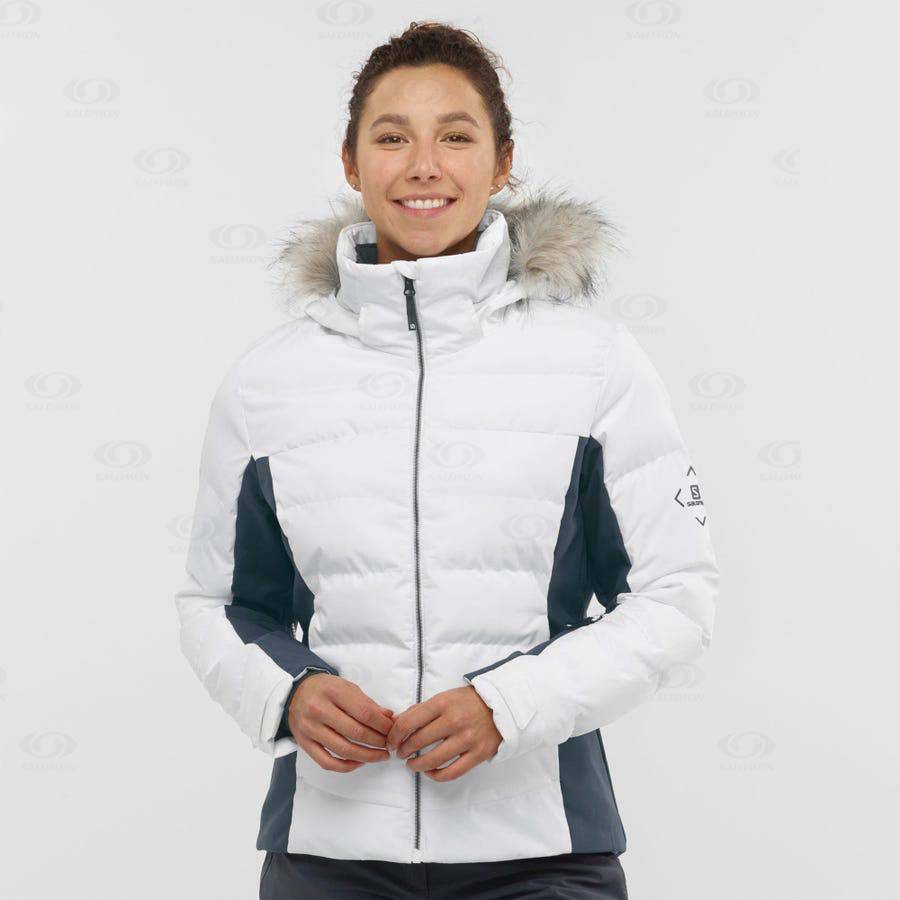 Dámské Softshellová Bunda Salomon Bundy STORMCOZY Bílé | CZ-N2044