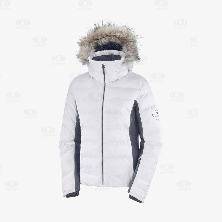 Dámské Softshellová Bunda Salomon Bundy STORMCOZY Bílé | CZ-N2044