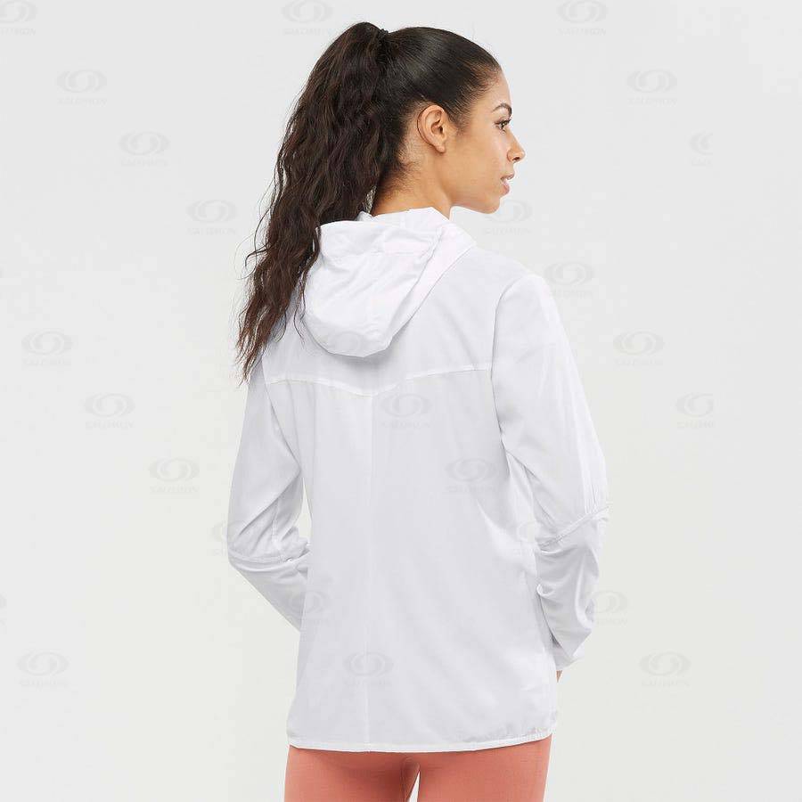Dámské Softshellová Bunda Salomon Bundy AGILE WIND Bílé | CZ-O1259