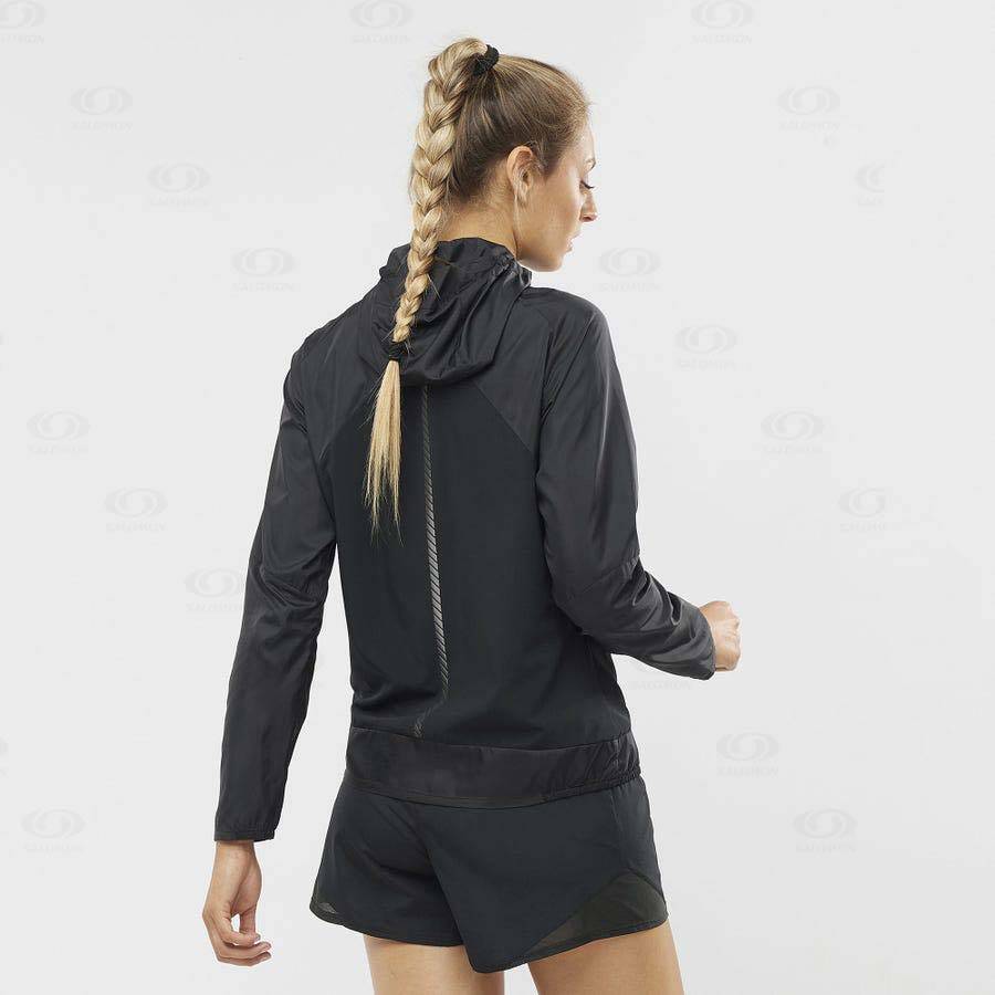 Dámské Softshellová Bunda Salomon Bundy BONATTI CROSS WIND Černé | CZ-O1273