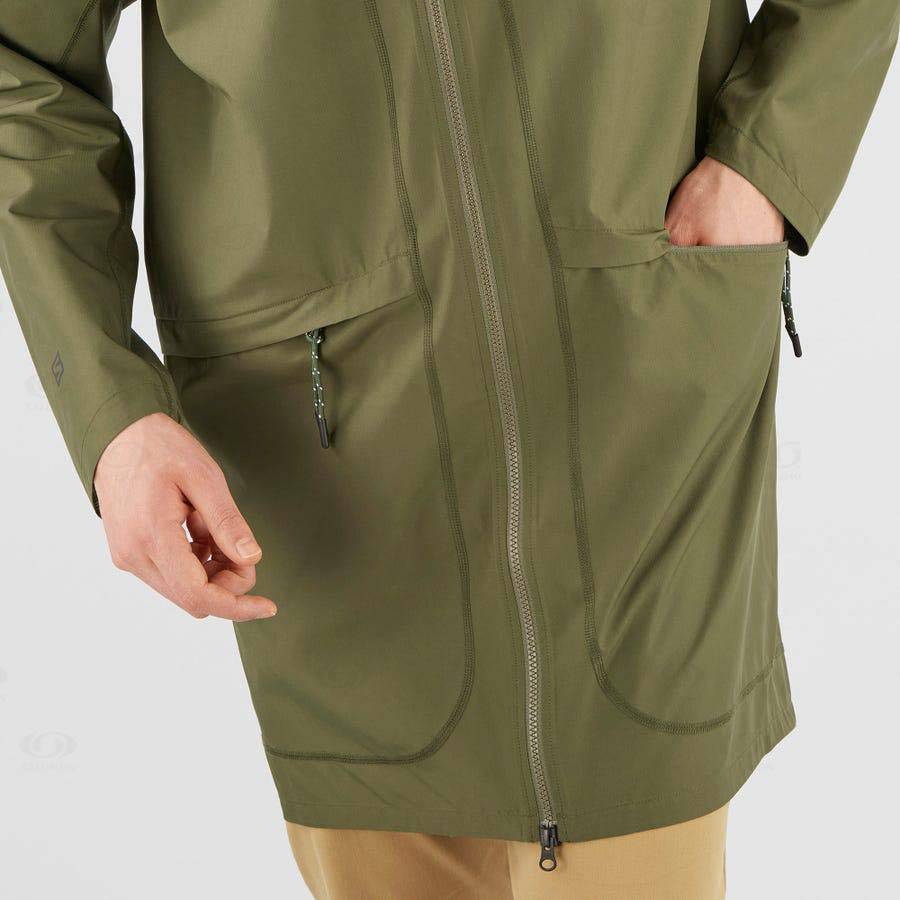 Dámské Softshellová Bunda Salomon Bundy OUTLIFE LONG PACKABLE Olivy Zelené | CZ-O1630