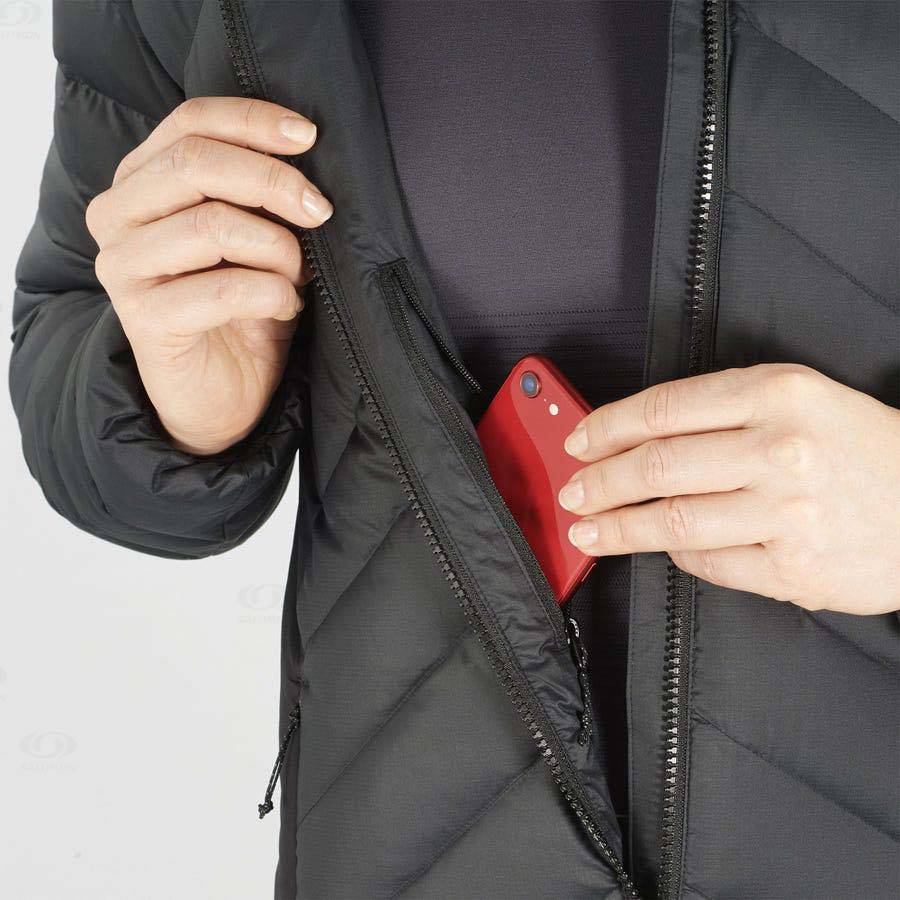 Dámské Softshellová Bunda Salomon Bundy ESSENTIAL XWARM DOWN Černé | CZ-S1653