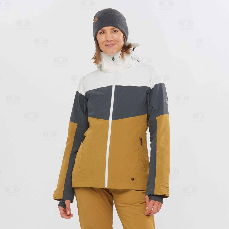 Dámské Softshellová Bunda Salomon Bundy SLALOM Hnědé | CZ-S1674