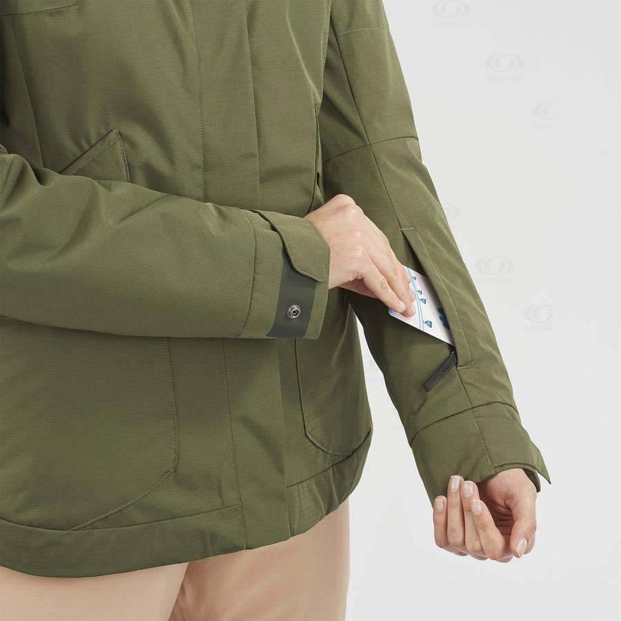 Dámské Softshellová Bunda Salomon Bundy SNOW REBEL Olivy Zelené | CZ-S2080