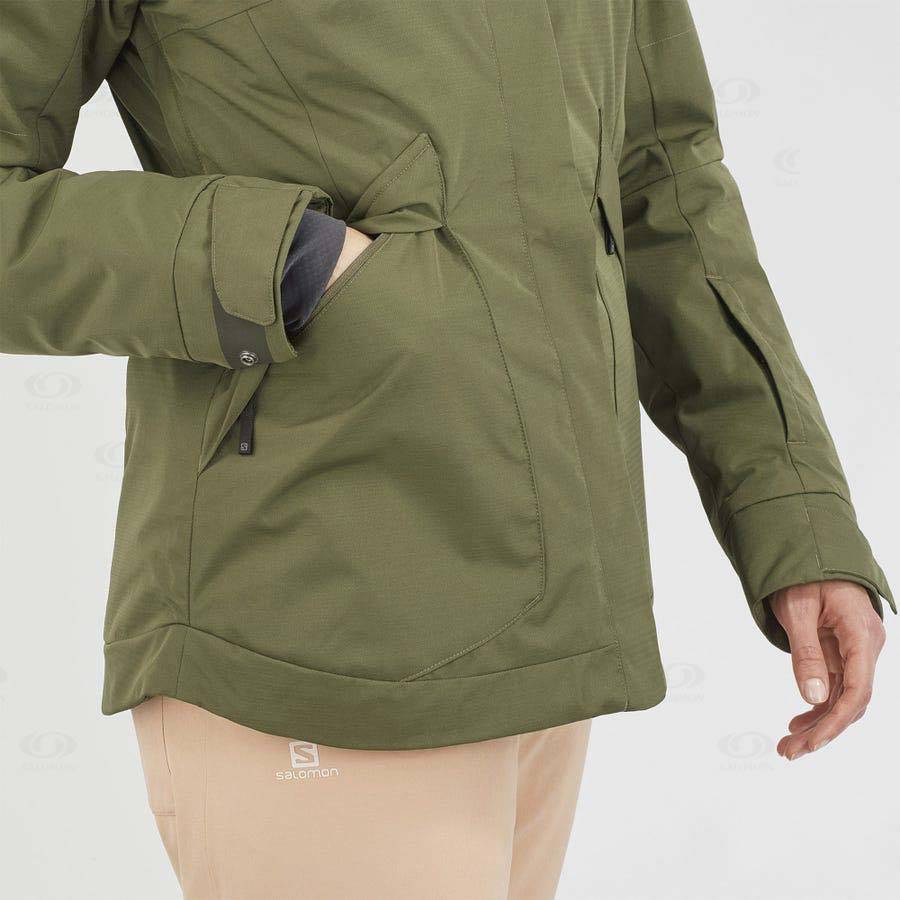 Dámské Softshellová Bunda Salomon Bundy SNOW REBEL Olivy Zelené | CZ-S2080