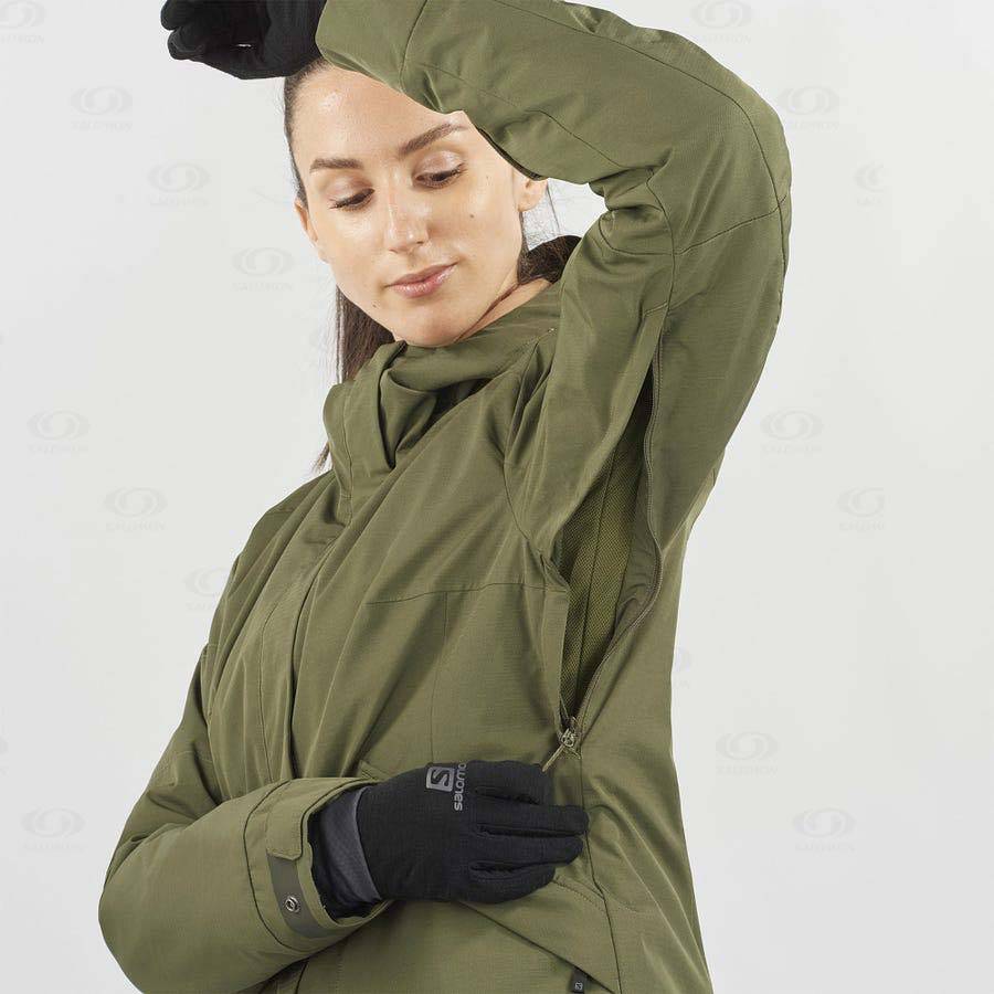 Dámské Softshellová Bunda Salomon Bundy SNOW REBEL Olivy Zelené | CZ-S2080