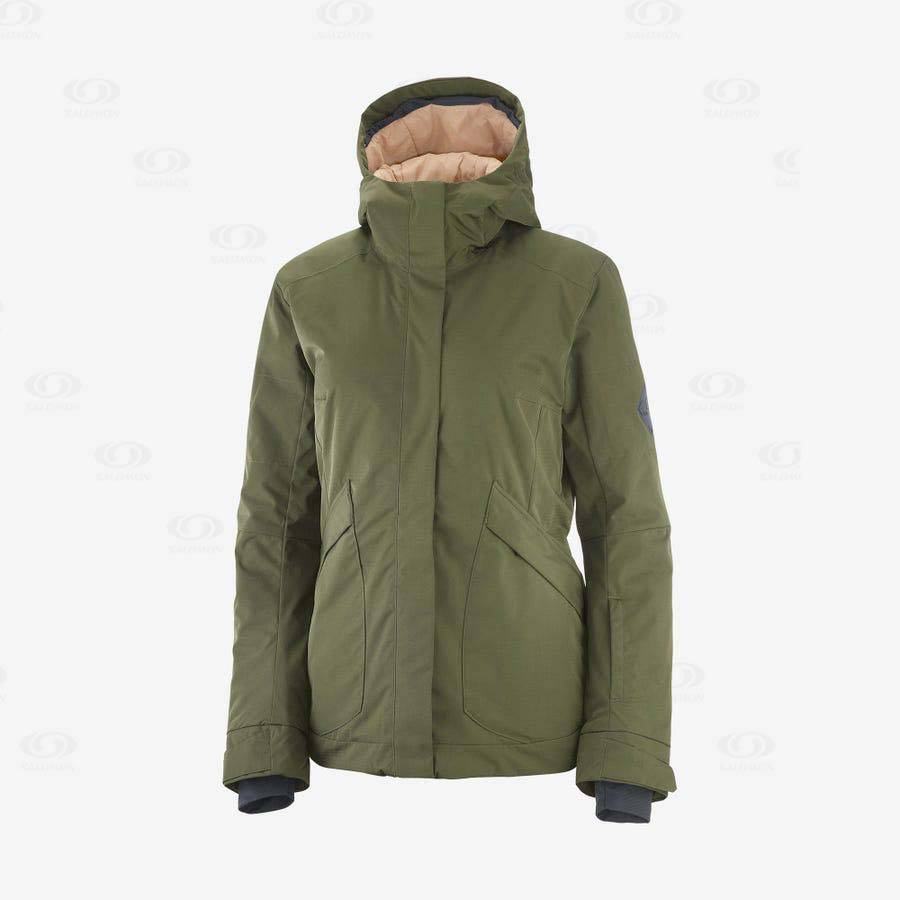 Dámské Softshellová Bunda Salomon Bundy SNOW REBEL Olivy Zelené | CZ-S2080