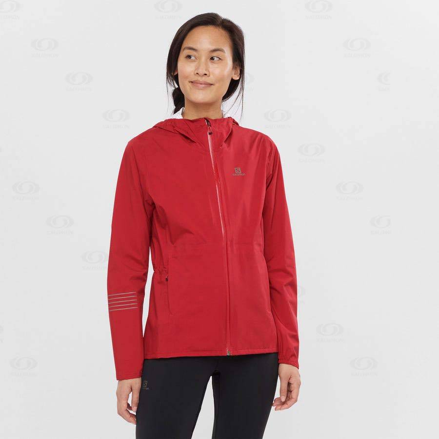Dámské Softshellová Bunda Salomon Bundy BONATTI WATERPROOF Červené | CZ-W1780