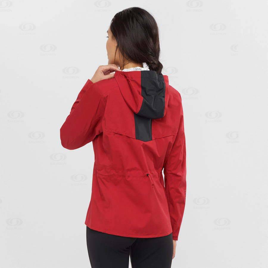 Dámské Softshellová Bunda Salomon Bundy BONATTI WATERPROOF Červené | CZ-W1780