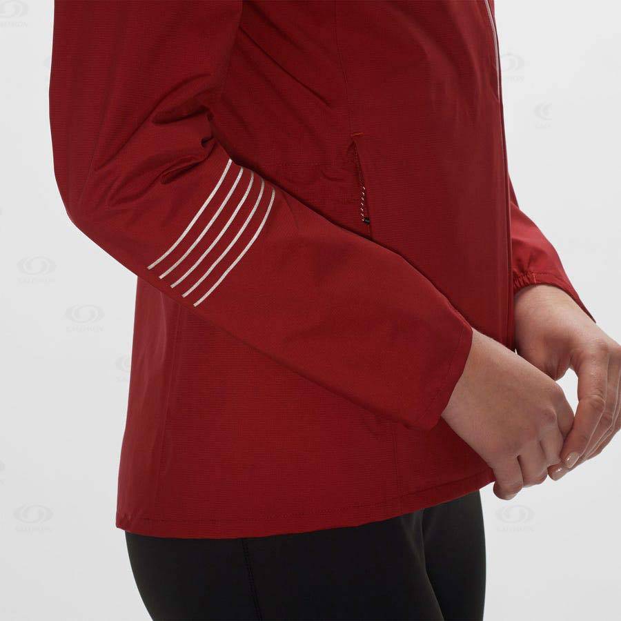 Dámské Softshellová Bunda Salomon Bundy BONATTI WATERPROOF Červené | CZ-W1780