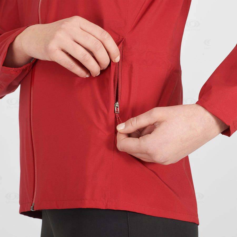 Dámské Softshellová Bunda Salomon Bundy BONATTI WATERPROOF Červené | CZ-W1780