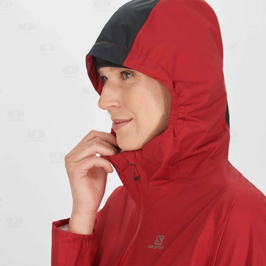 Dámské Softshellová Bunda Salomon Bundy BONATTI WATERPROOF Červené | CZ-W1780