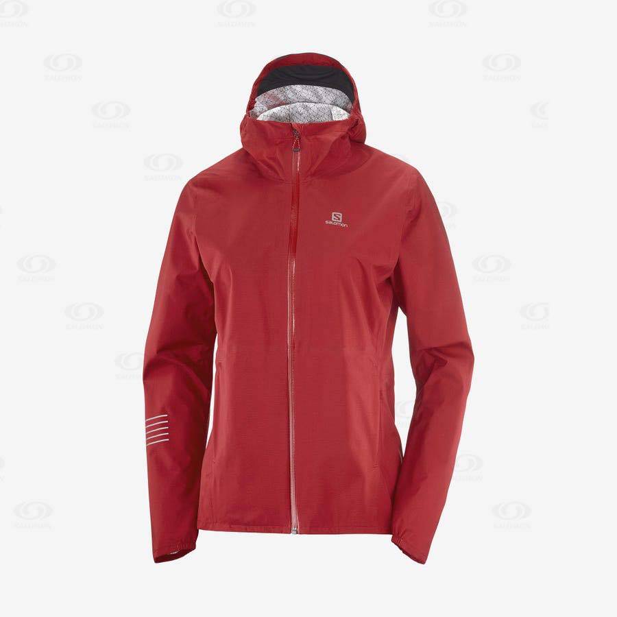 Dámské Softshellová Bunda Salomon Bundy BONATTI WATERPROOF Červené | CZ-W1780