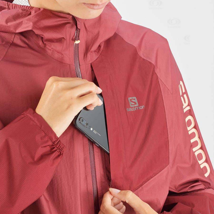 Dámské Softshellová Bunda Salomon Bundy BONATTI WATERPROOF Červené | CZ-W2370