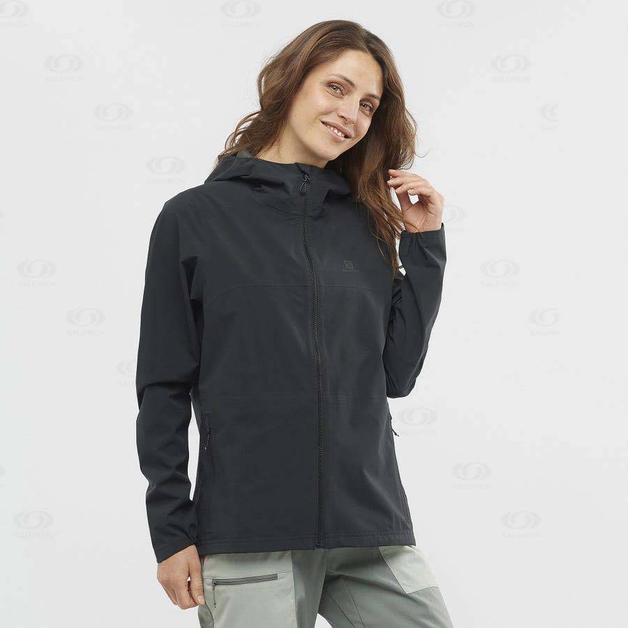 Dámské Softshellová Bunda Salomon Bundy ESSENTIAL WATERPROOF 2.5L Černé | CZ-W3320