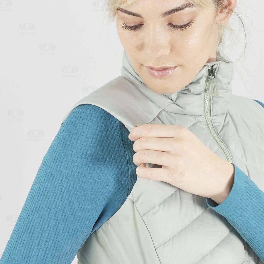 Dámské Softshellová Bunda Salomon Bundy ESSENTIAL XWARM DOWN Stříbrné | CZ-W3820