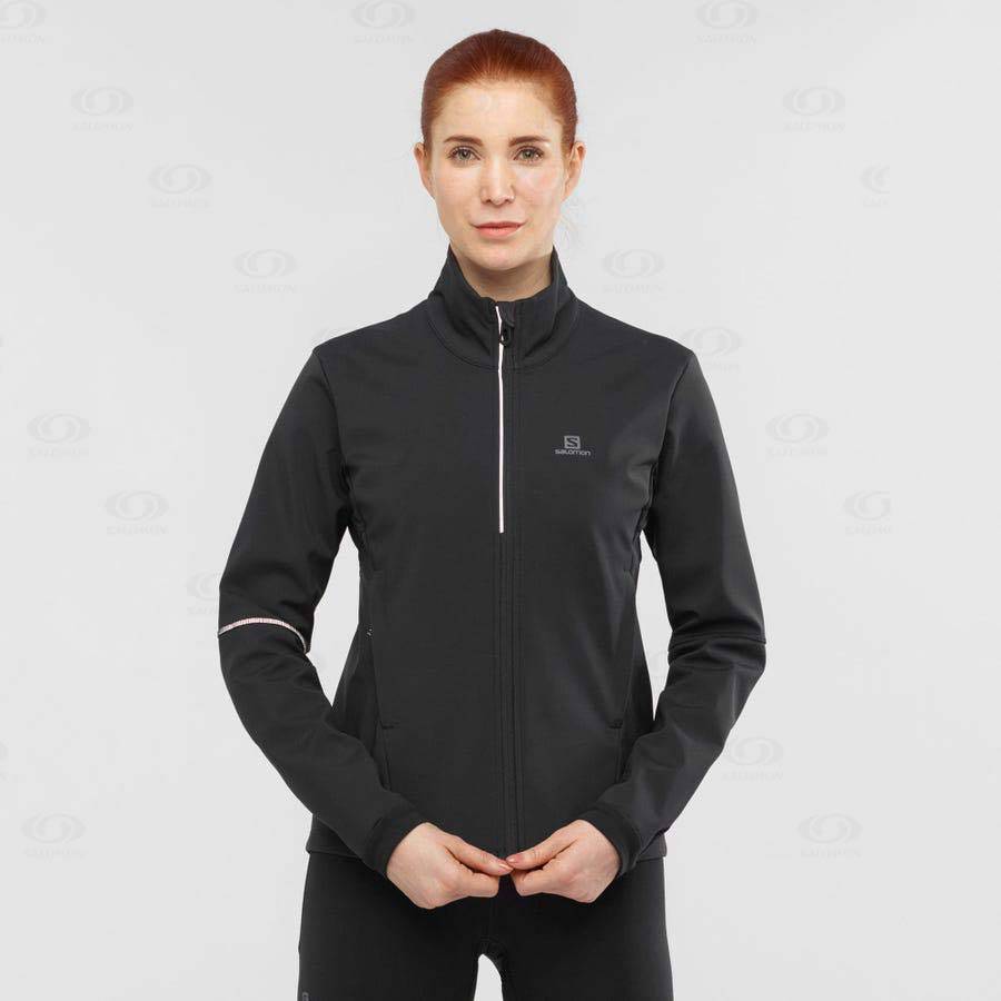 Dámské Softshellová Bunda Salomon Bundy AGILE SOFTSHELL Černé | CZ-wS2388