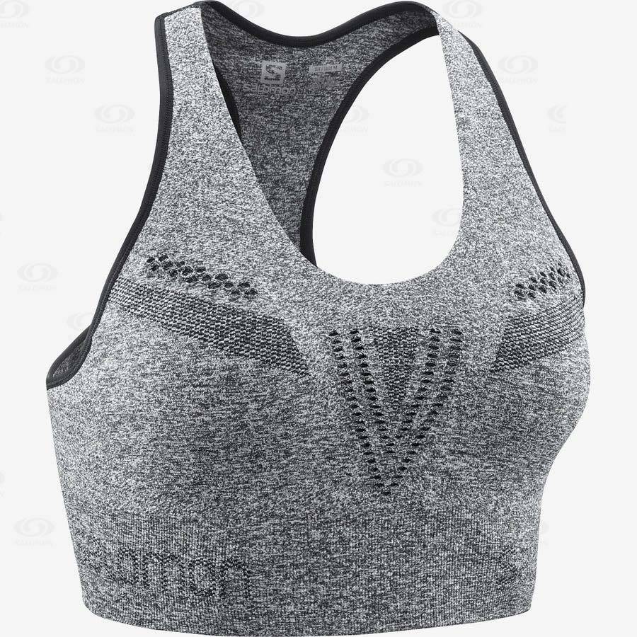 Dámské Sportovní Podprsenky Salomon ESSENTIAL MOVE ON SEAMLESS Šedé | CZ-M1090