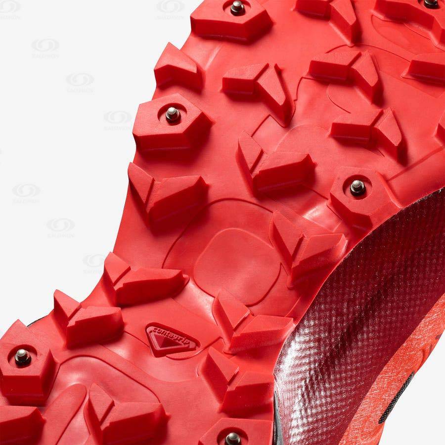 Dámské Trailové Běžecké Boty Salomon SNOWSPIKE CLIMASALOMON™ WATERPROOF Černé Červené | CZ-L1865