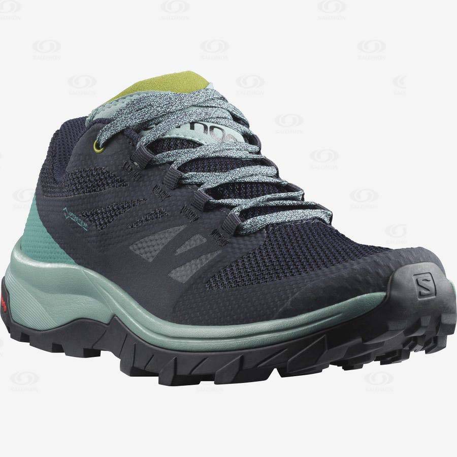 Dámské Trekové Boty Salomon OUTLINE GORE-TEX Černé Zelene | CZ-O2566