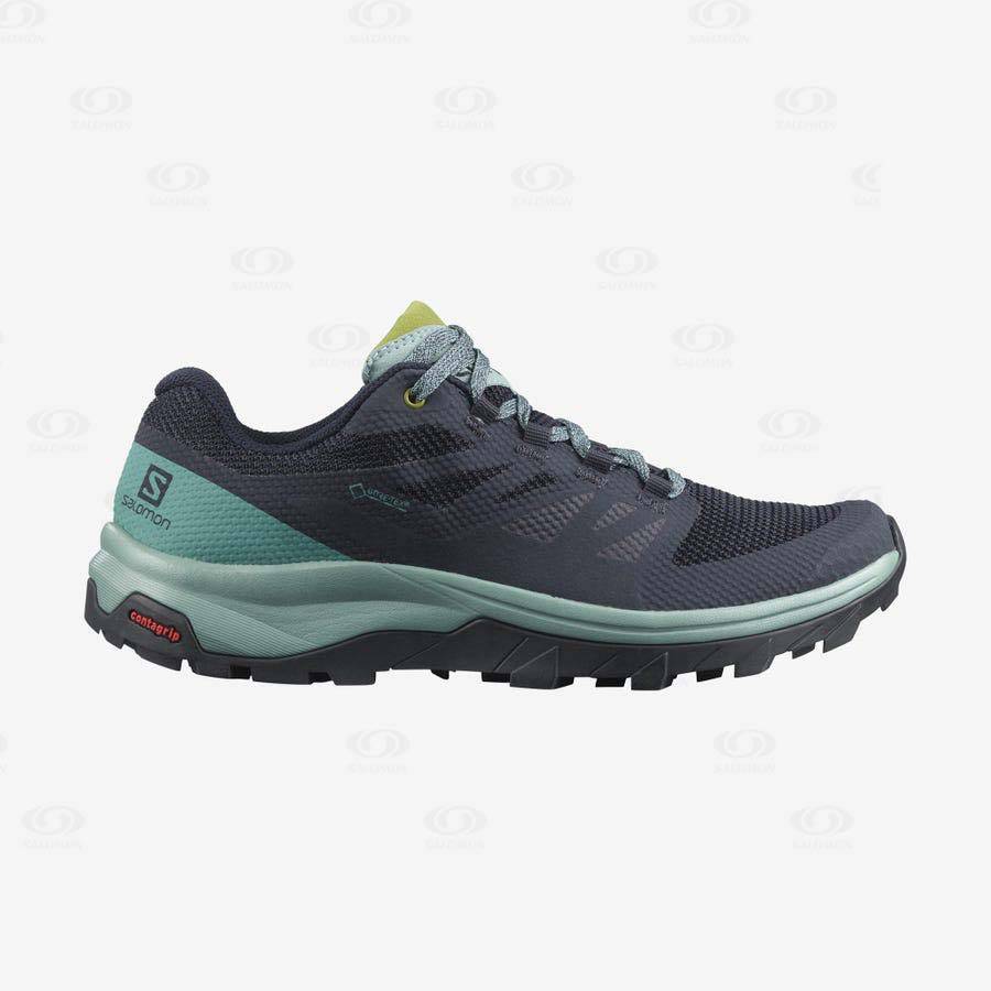 Dámské Trekové Boty Salomon OUTLINE GORE-TEX Černé Zelene | CZ-O2566