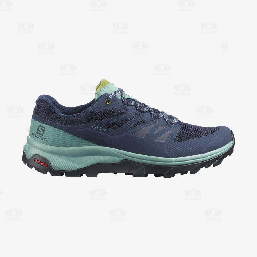 Dámské Trekové Boty Salomon OUTLINE WIDE GORE-TEX Tmavě Blankyt | CZ-O1294