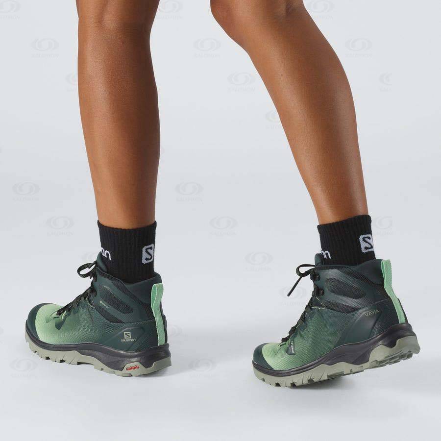 Dámské Trekové Boty Salomon VAYA MID GORE-TEX Zelene | CZ-O2237